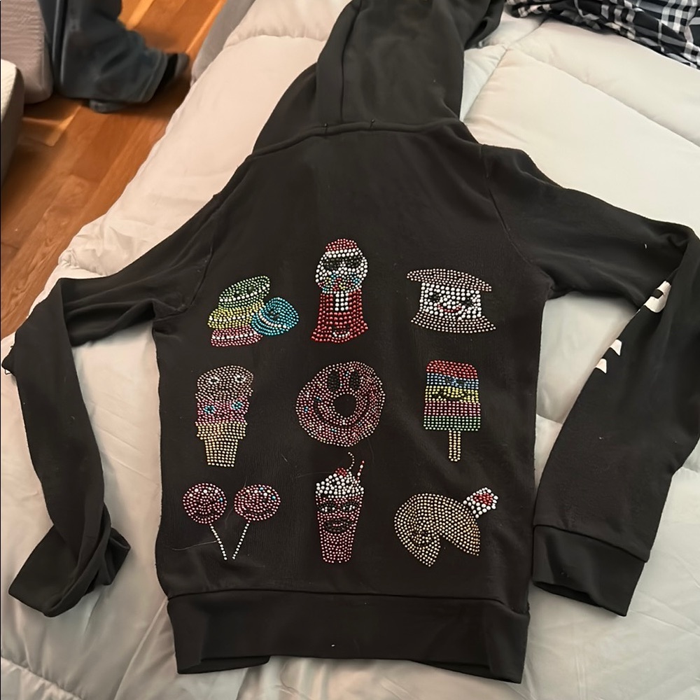Butter Super Soft Kids Black Hoodie with Colorful Embellishments